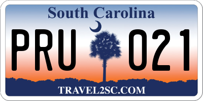 SC license plate PRU021