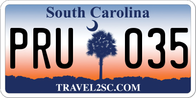 SC license plate PRU035