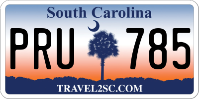 SC license plate PRU785