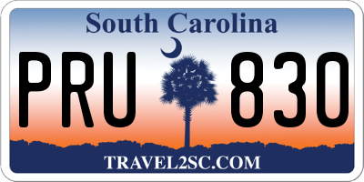 SC license plate PRU830