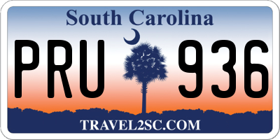SC license plate PRU936