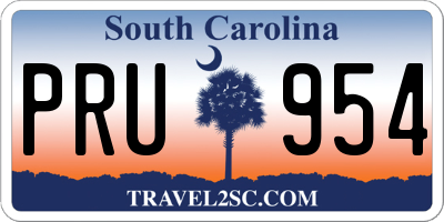 SC license plate PRU954