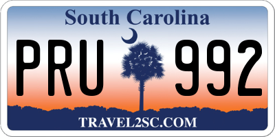 SC license plate PRU992