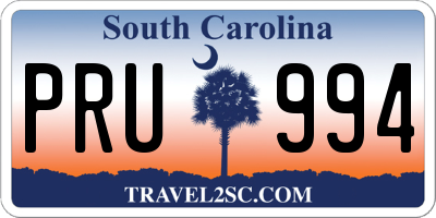 SC license plate PRU994