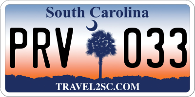 SC license plate PRV033