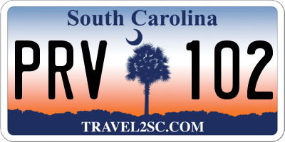 SC license plate PRV102