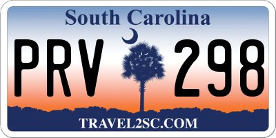 SC license plate PRV298