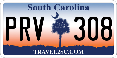 SC license plate PRV308