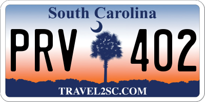 SC license plate PRV402