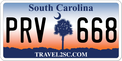 SC license plate PRV668