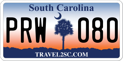 SC license plate PRW080