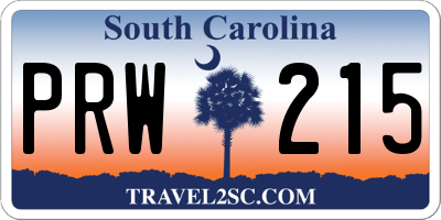 SC license plate PRW215