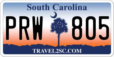 SC license plate PRW805