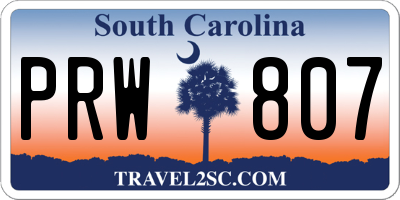 SC license plate PRW807