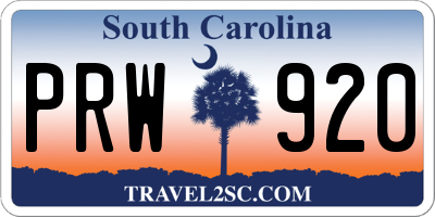 SC license plate PRW920