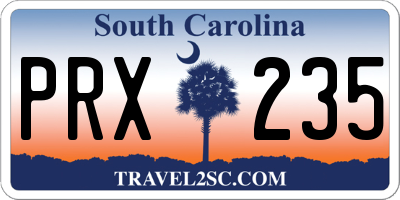 SC license plate PRX235