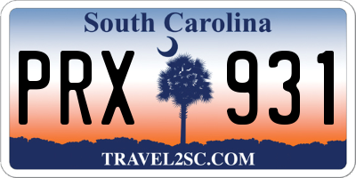 SC license plate PRX931