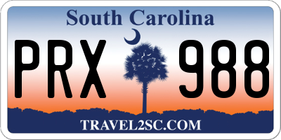 SC license plate PRX988