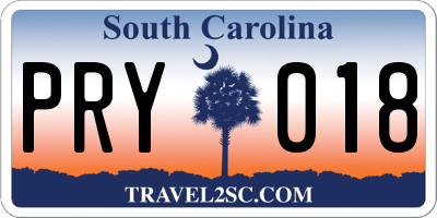 SC license plate PRY018