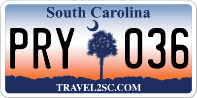 SC license plate PRY036