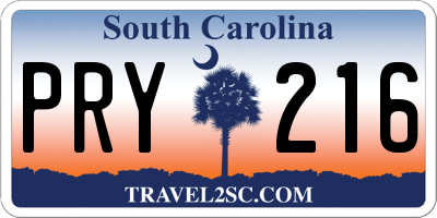 SC license plate PRY216