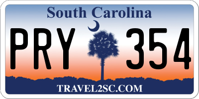 SC license plate PRY354