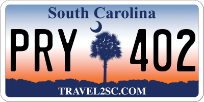 SC license plate PRY402