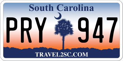SC license plate PRY947