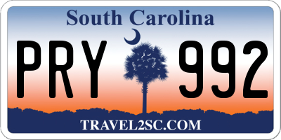 SC license plate PRY992