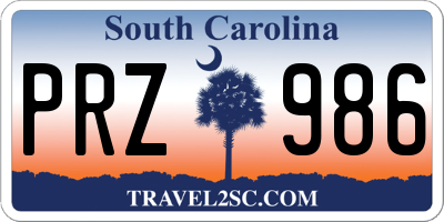 SC license plate PRZ986