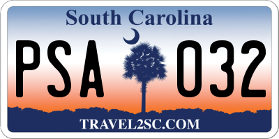 SC license plate PSA032