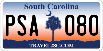SC license plate PSA080
