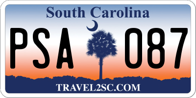 SC license plate PSA087