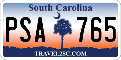 SC license plate PSA765