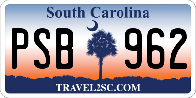 SC license plate PSB962