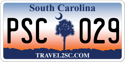 SC license plate PSC029