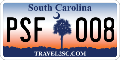 SC license plate PSF008