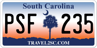 SC license plate PSF235