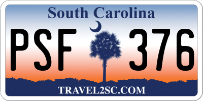 SC license plate PSF376