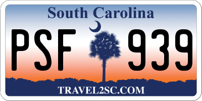 SC license plate PSF939