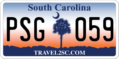 SC license plate PSG059