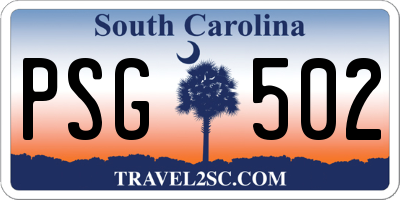 SC license plate PSG502