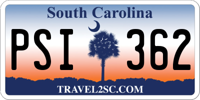 SC license plate PSI362