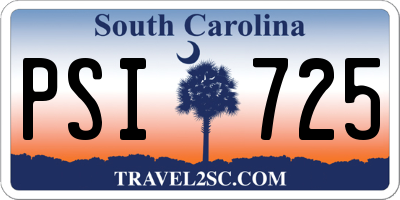 SC license plate PSI725