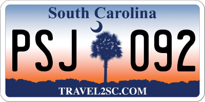 SC license plate PSJ092