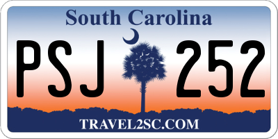 SC license plate PSJ252