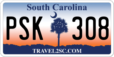 SC license plate PSK308