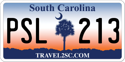 SC license plate PSL213