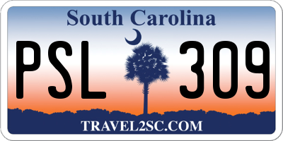 SC license plate PSL309