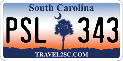 SC license plate PSL343